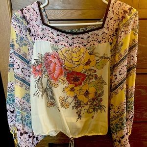 Free People silky flowy flower crop top